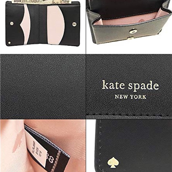 Kate Spade Nadine small bi-fold wallet, black leather, NEW - Picture 2 of 2